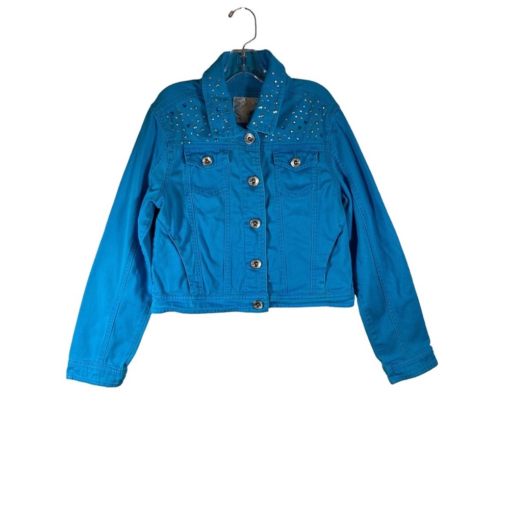 Girls' Justice Sky Blue Embellished Denim Jacket
